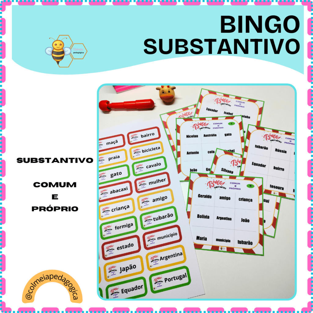 BINGO SUBSTANTIVO PRÓPRIO E COMUM – Colmeia Pedagógica